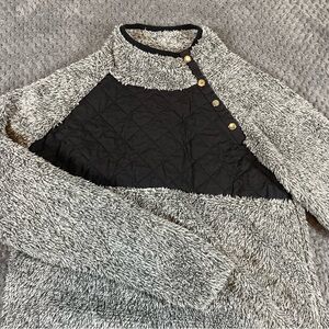 Pink Lily Women's Fleece Jacket Small Asymmetrical Snap-Up Gray Pullover Soft